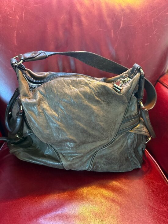 L.A.M.B. Handbags - L.A.M.B. by Gwen Stefani Brown Genuine Leather Slouch Hobo Shoulder Handbag | Y2